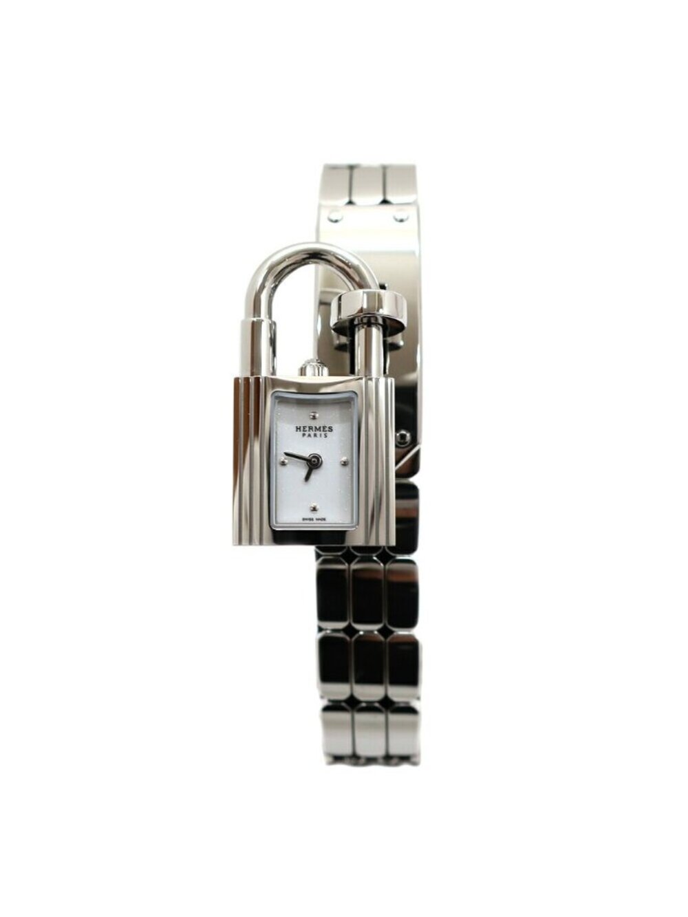 Hermes Kelly Watch Mini 16 SS Stainless Steel Barenia Black Quartz